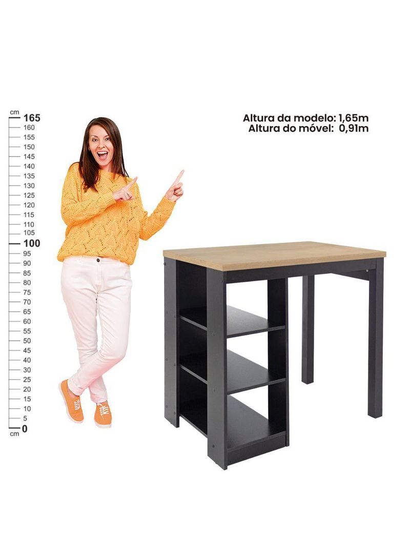 Bancada Cozinha Gourmet Ditália 3 Prateleiras Cd-1022 Preto