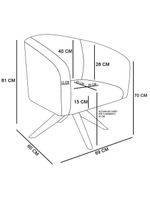 Poltrona Giratória Berlim Corano Nozes com Linho Bege