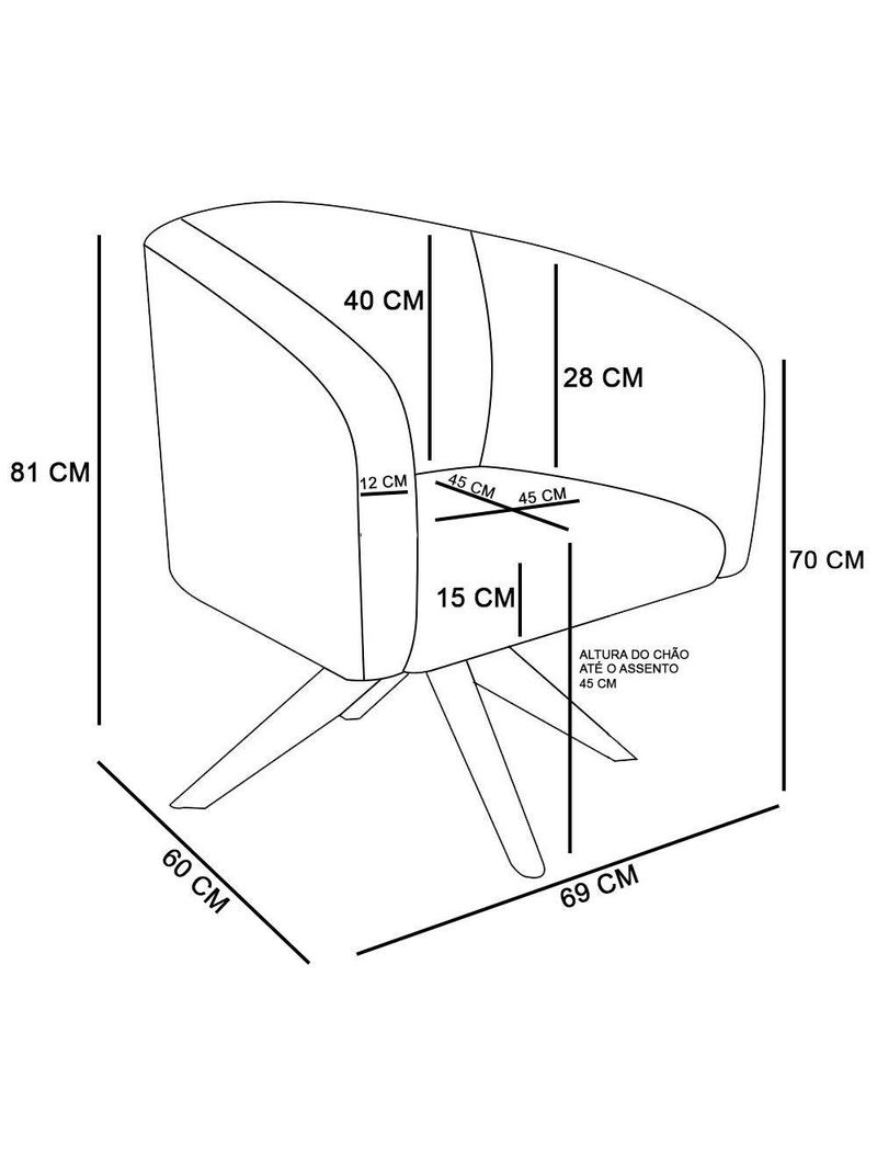 Poltrona Giratória Berlim Corano Nozes com Linho Bege