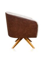 Poltrona Giratória Berlim Corano Nozes com Linho Bege