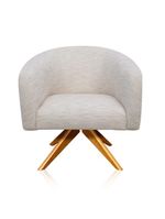 Poltrona Giratória Berlim Corano Nozes com Linho Bege