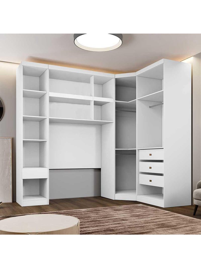 Guarda Roupa Modulado Solteiro Safira 007 Clic Moveis Branco