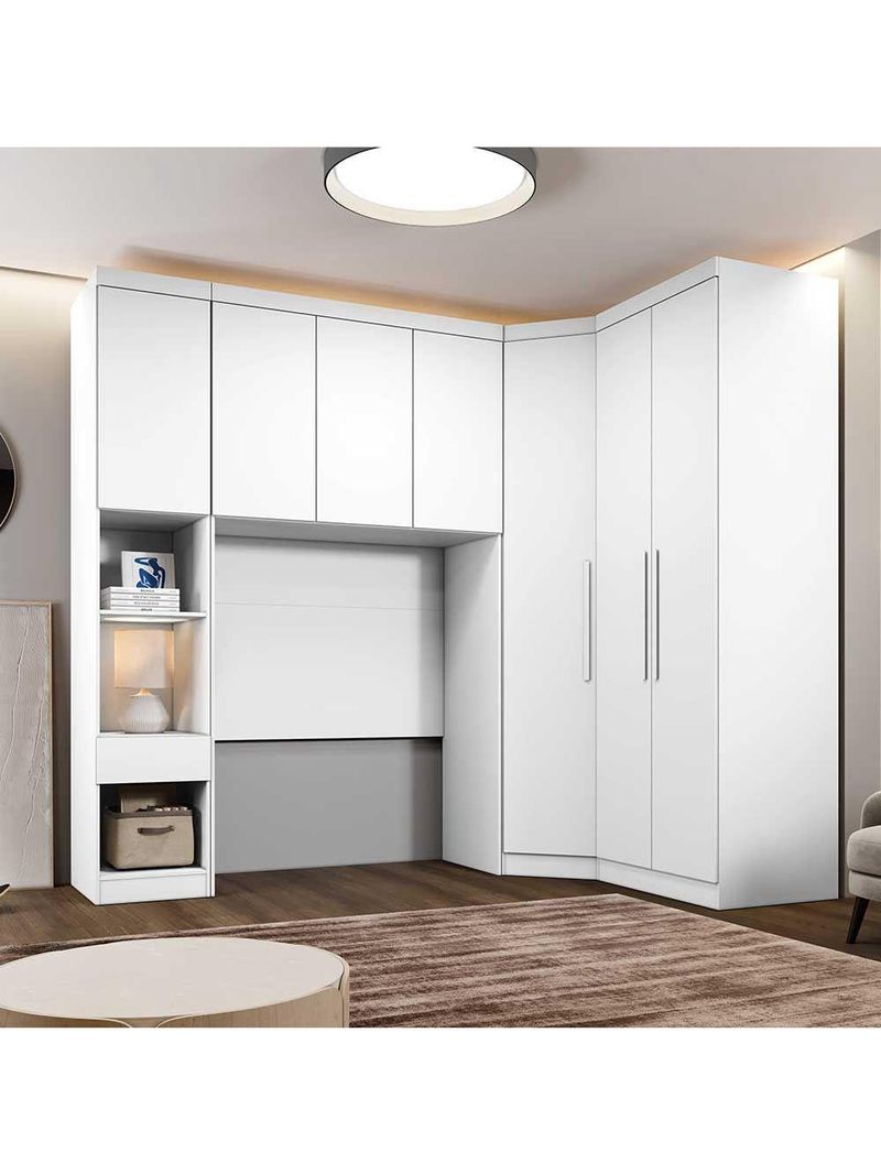 Guarda Roupa Modulado Solteiro Safira 007 Clic Moveis Branco