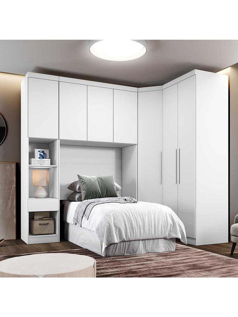 Guarda Roupa Modulado Solteiro Safira 007 Clic Moveis Branco