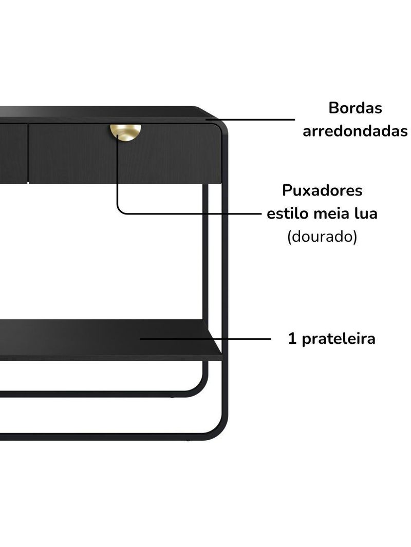 Aparador Organico 2 Gavetas 100cm 28066 Artesano Nero Preto