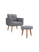 Kit Poltrona Decorativa Sala + Puff Havana Matrix Cinza