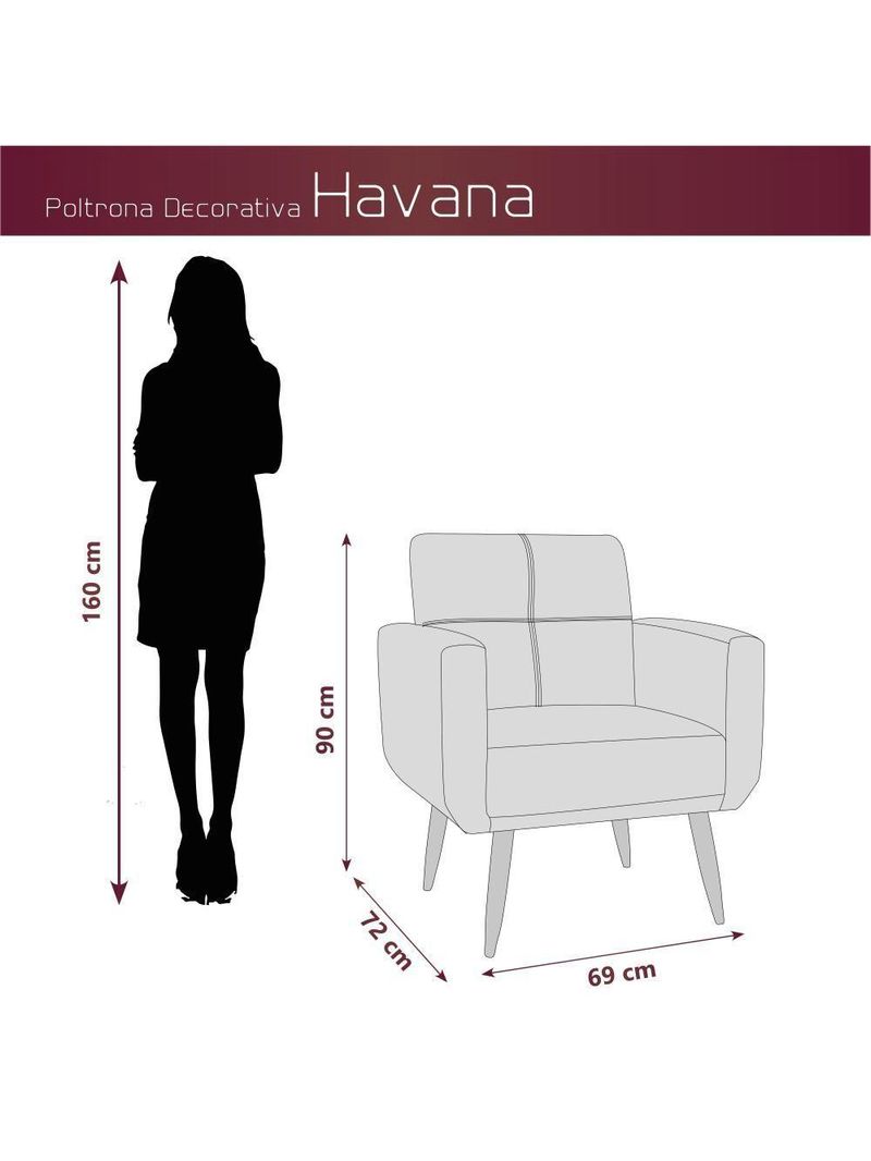 Kit Poltrona Decorativa Sala + Puff Havana Matrix Cinza