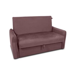 Sofá Cama Para Sala De Estar Zaia Com Baú Veludo Matrix - Rosê