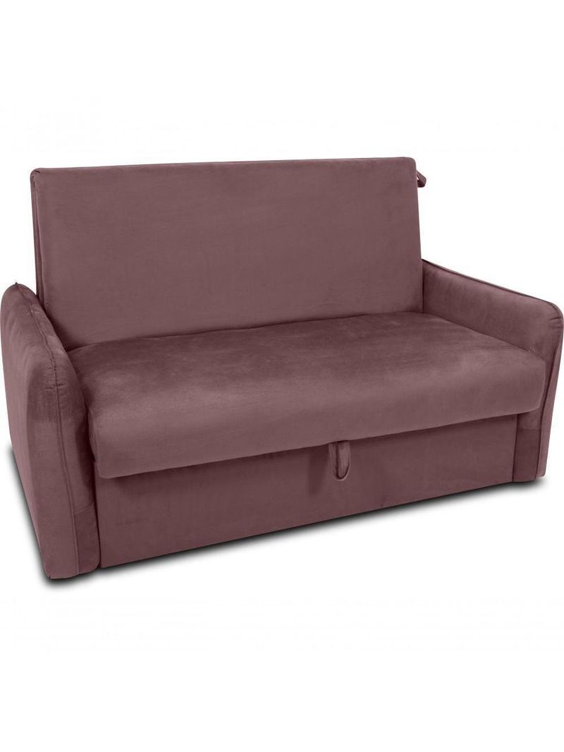 Sofá Cama Para Sala De Estar Zaia Com Baú Veludo Matrix - Rosê Rosê