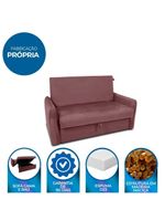 Sofá Cama Para Sala De Estar Zaia Com Baú Veludo Matrix - Rosê Rosê