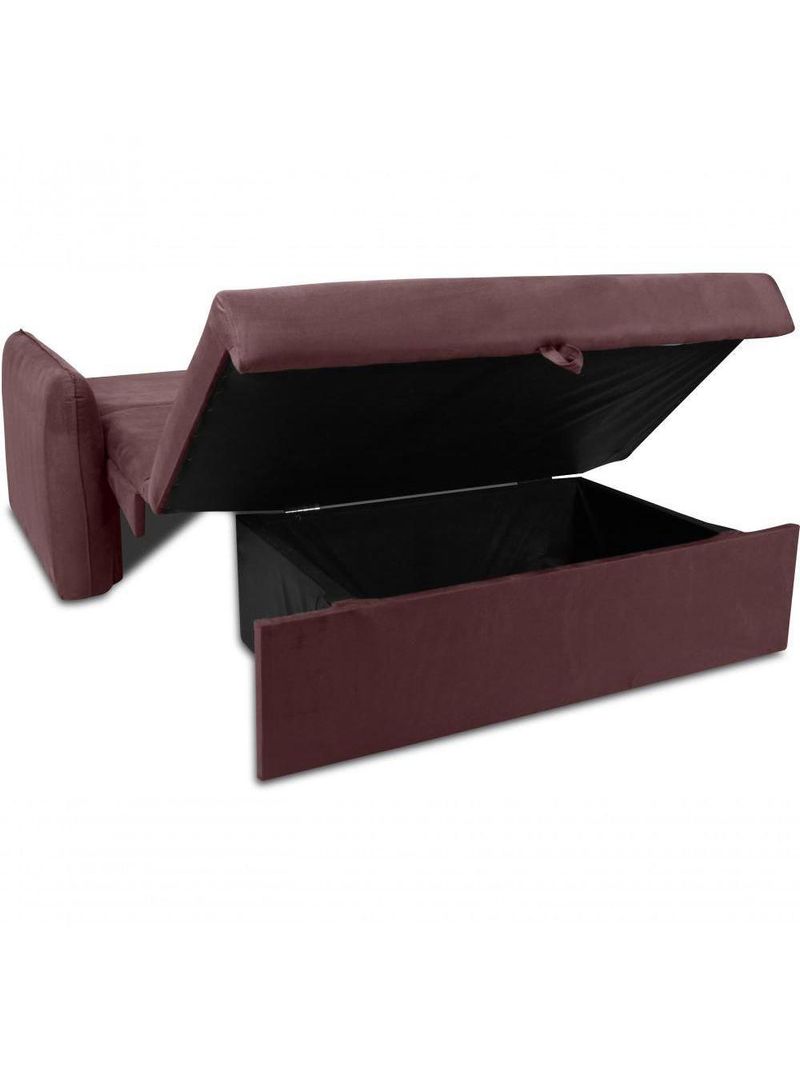 Sofá Cama Para Sala De Estar Zaia Com Baú Veludo Matrix - Rosê Rosê