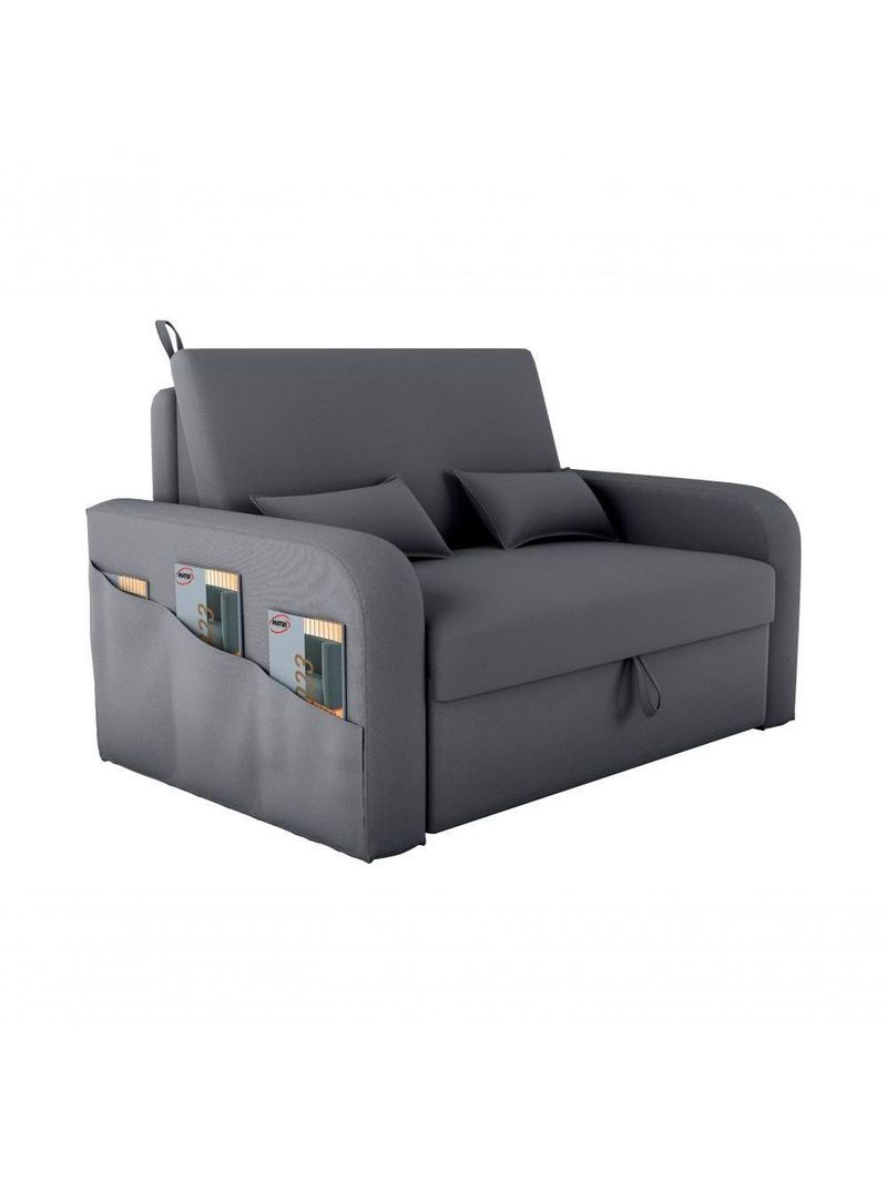 Sofá Cama Lady Day 2 Lugares Conforto Veludo Cinza Matrix Sala Com Baú