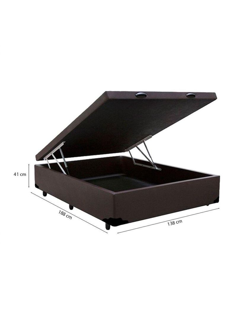 Cama Box Baú Casal Tecido Sintético Marrom com Colchão 138 Toronto Molas Ensacadas Branco D33