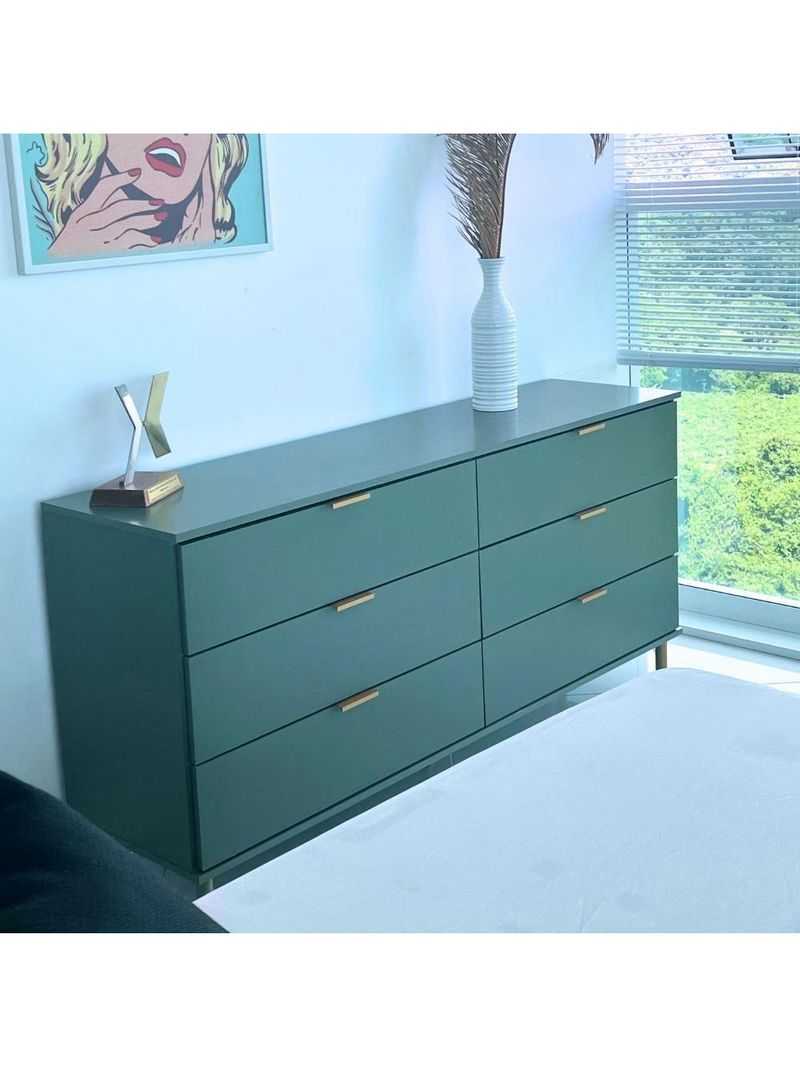 Cômoda Ditália 6 Gavetas Dm-243 Verde Oliva