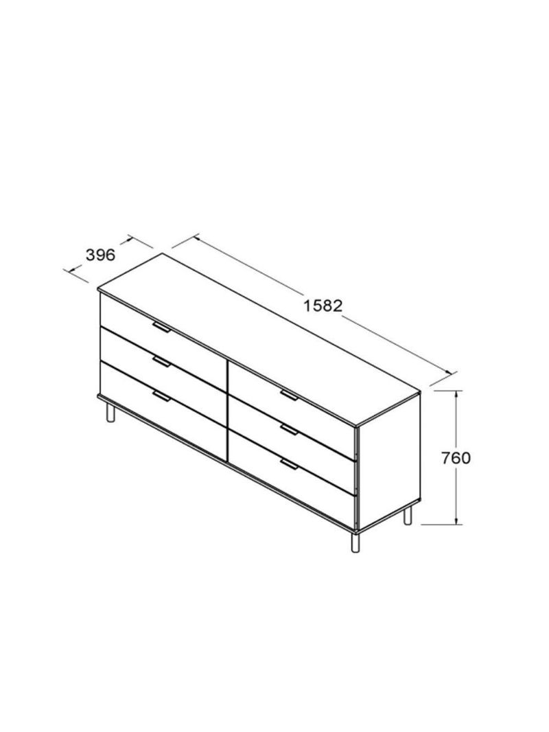 Cômoda Ditália 6 Gavetas Dm-243 Verde Oliva