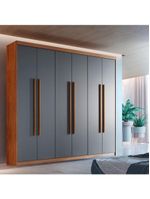 Guarda Roupa Casal Heros 6 Portas E 2 Gavetas Moderna Imbuia / Grafite