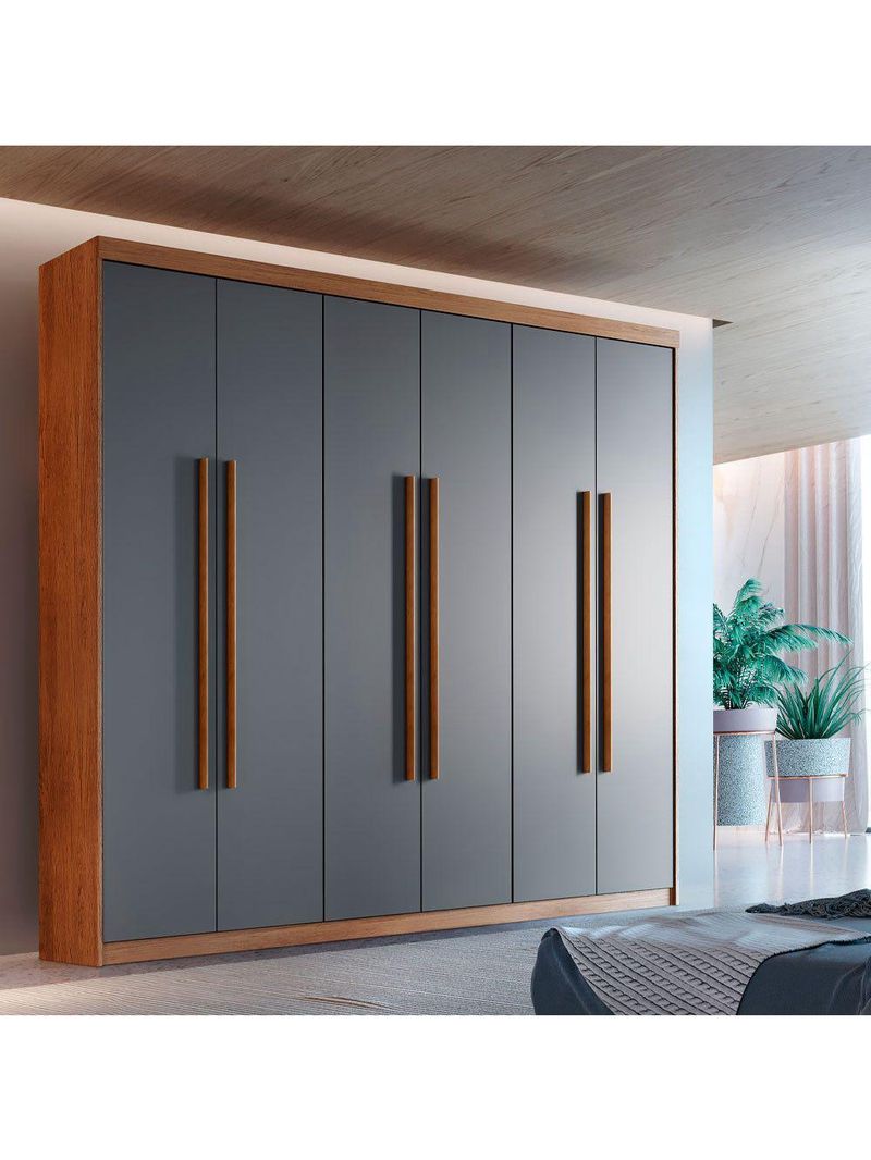 Guarda Roupa Casal Heros 6 Portas E 2 Gavetas Moderna Imbuia / Grafite