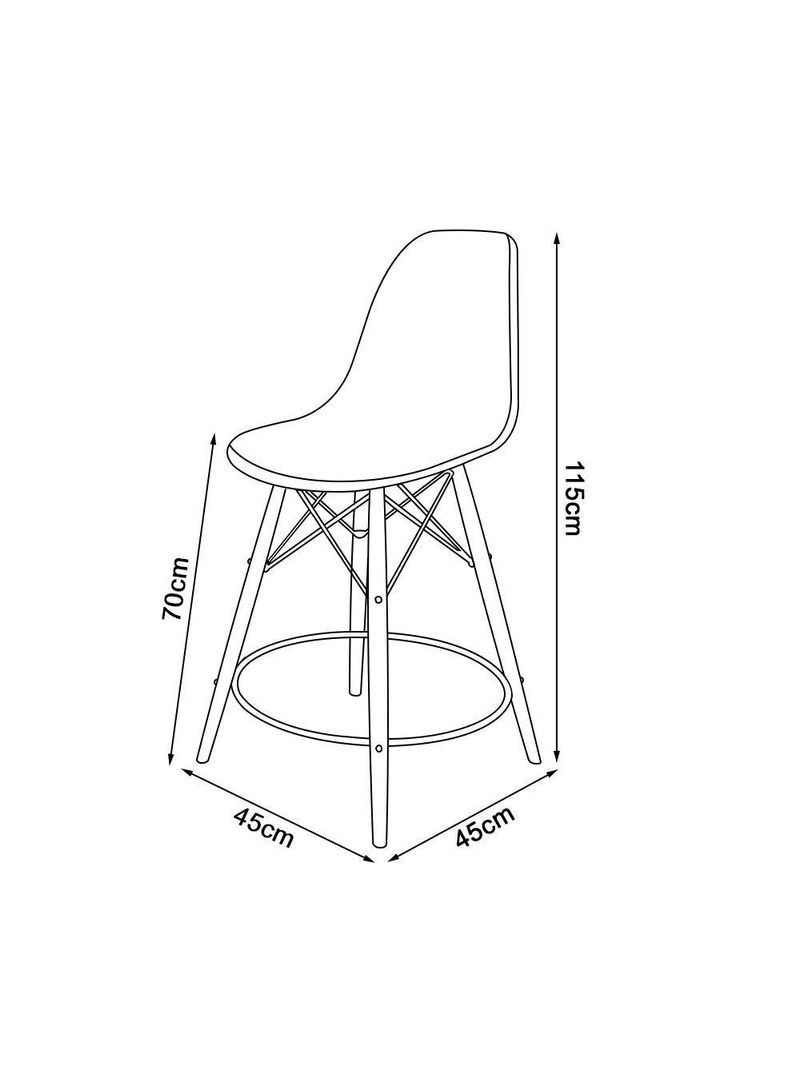 Kit 2 Banquetas Eames Eiffel De Madeira Assento Vermelho