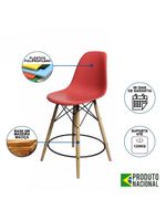 Kit 2 Banquetas Eames Eiffel De Madeira Assento Vermelho