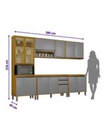 Cozinha Completa Nala Cristaleira 5 Peças 12 Portas Mobilihouse Cinamomo/Cinza Acetinado