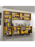 Cozinha Completa Nala Cristaleira 5 Peças 12 Portas Mobilihouse Cinamomo/Cinza Acetinado