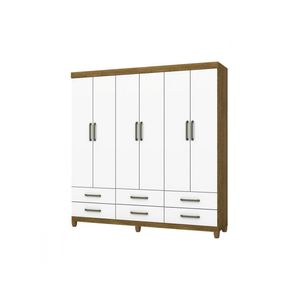 Guarda Roupa D22 6 Portas 6 Gavetas Com Pés Carioca Móveis Freijó Com Branco
