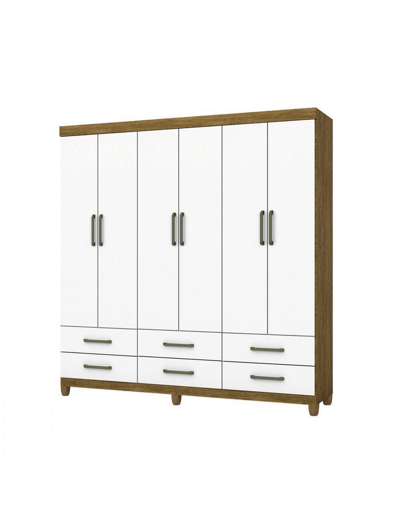Guarda Roupa D22 6 Portas 6 Gavetas Freijó/Branco
