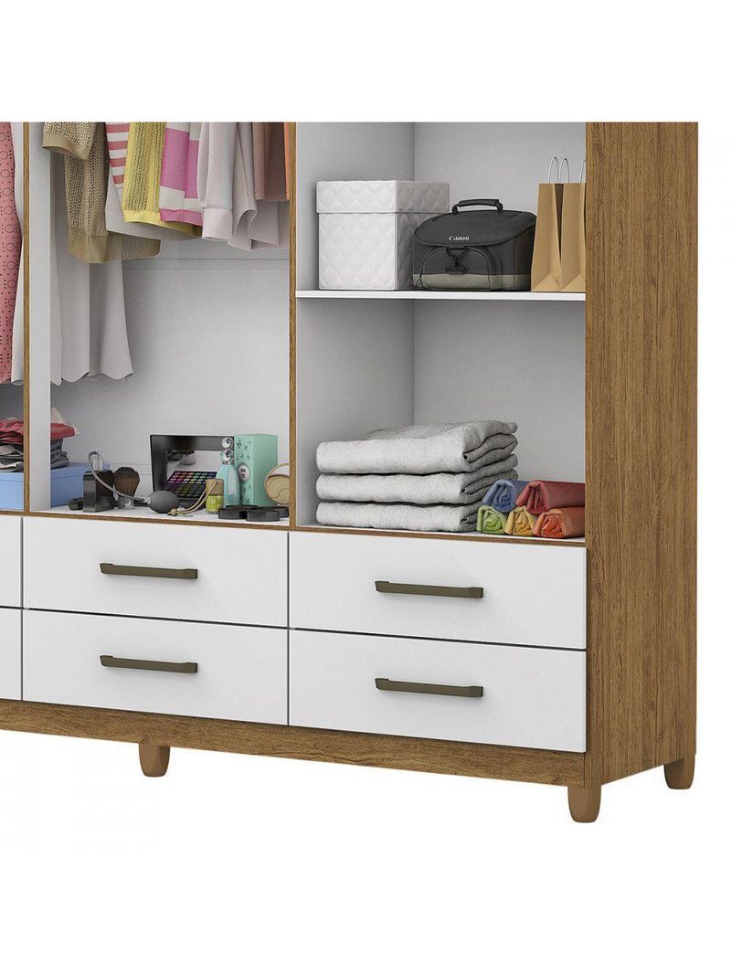 Guarda Roupa D22 6 Portas 6 Gavetas Freijó/Branco
