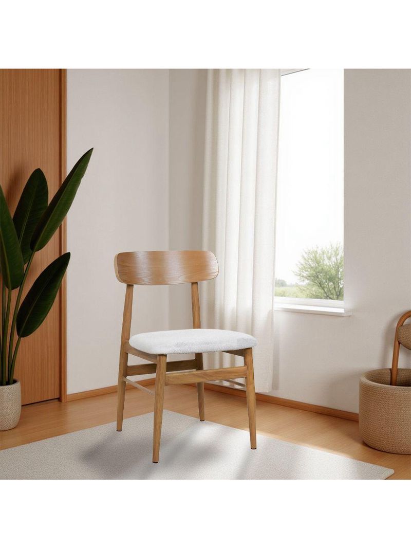 Kit 2 Cadeiras De Jantar Delta Estrutura Aço Carbono Laminado Natural Com Estofado Linho Cru