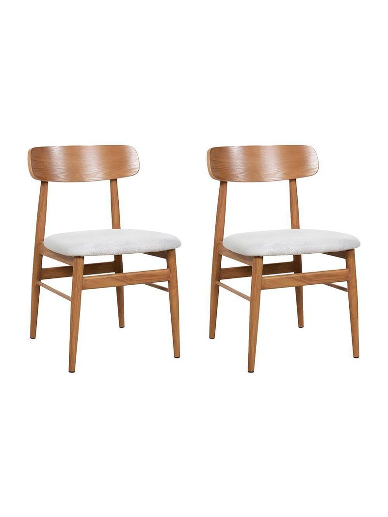 Kit 2 Cadeiras De Jantar Delta Estrutura Aço Carbono Laminado Natural Com Estofado Linho Cru