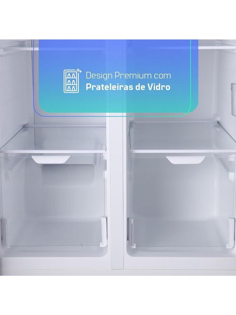 Geladeira Refrigerador HQ Frost Free Side by Side 460 Litros Cinza HQ-460SBSFF 127V