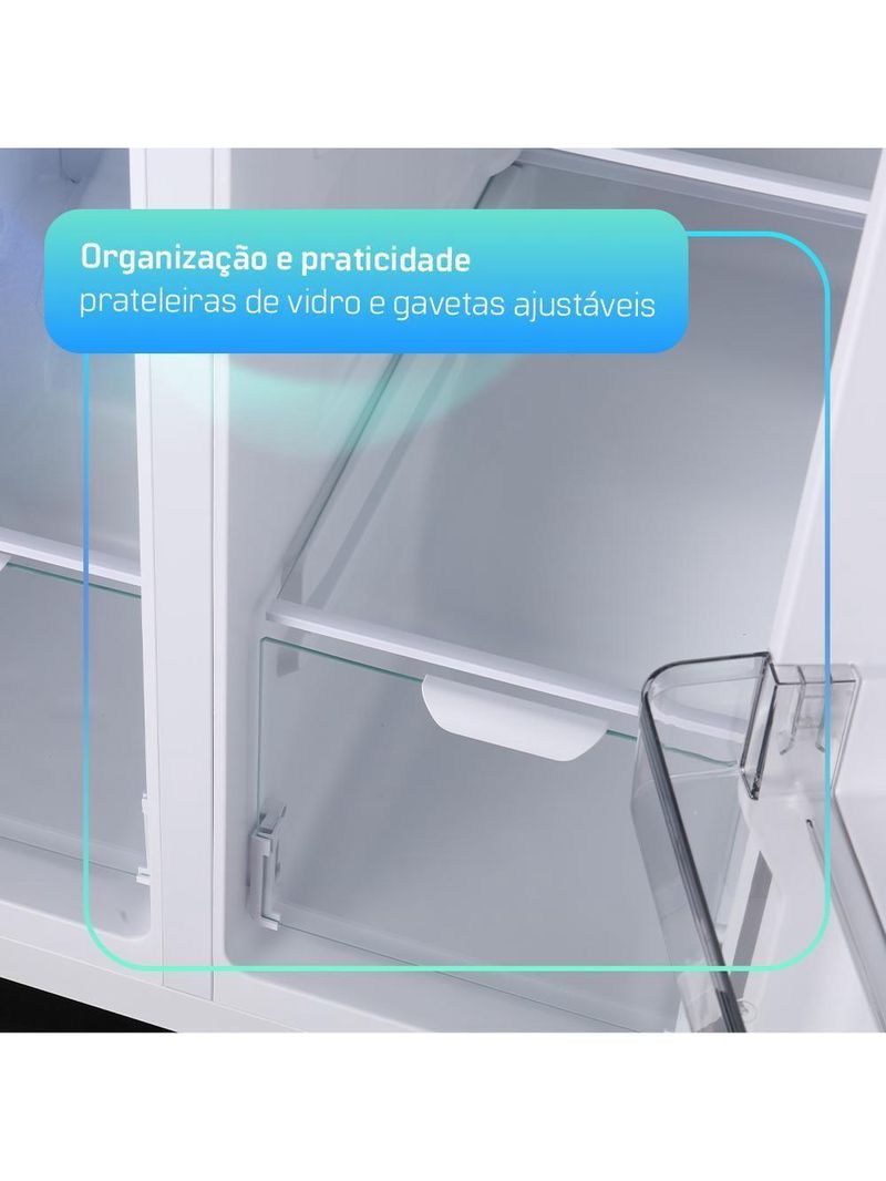 Geladeira Refrigerador HQ Frost Free Side by Side 460 Litros Cinza HQ-460SBSFF 127V