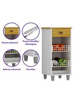 Fruteira de Chão Zaya Multiuso Flex 1 Gaveta Mobilihouse Cinamomo com Branco Acetinado