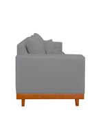 Sofá Living 2 Lugares Linho Resistente Madeira + Almofadas Grafite