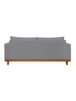 Sofá Living 2 Lugares Linho Resistente Madeira + Almofadas Grafite