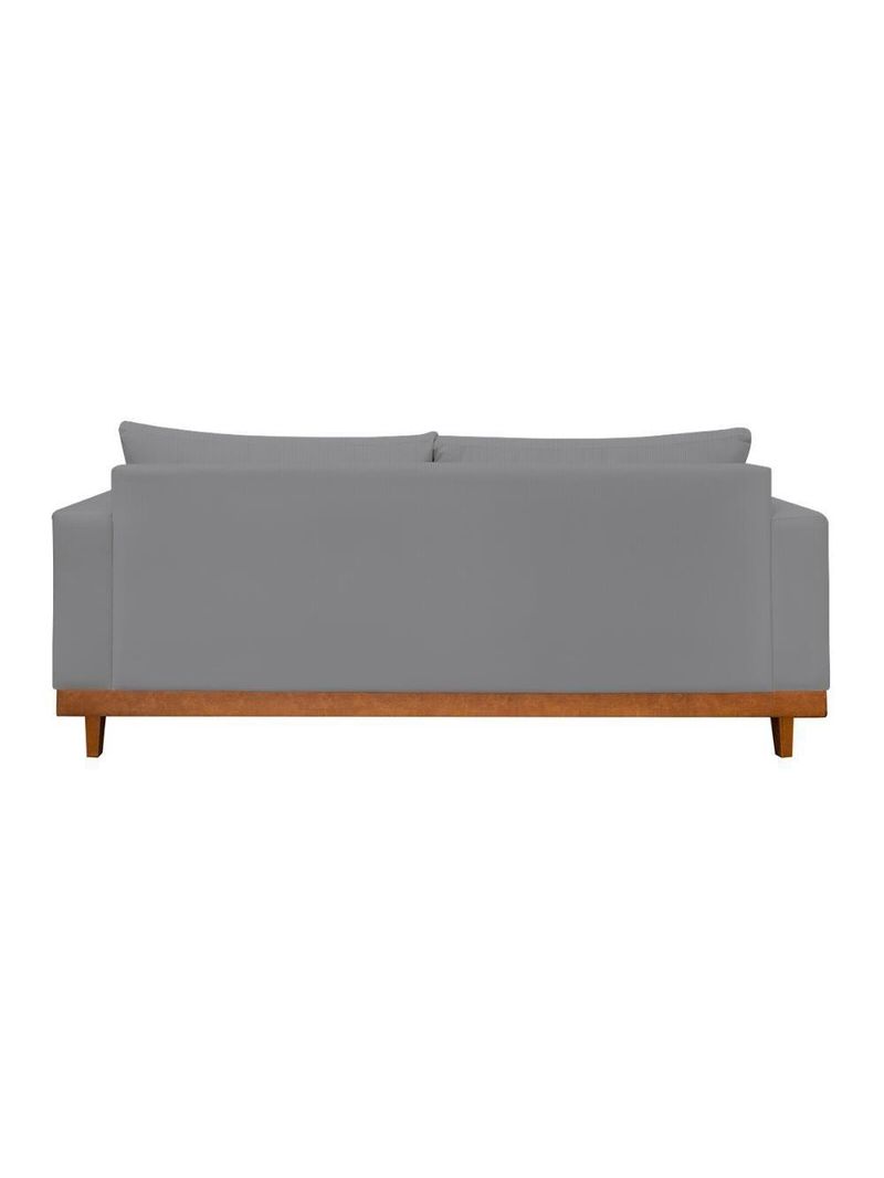 Sofá Living 2 Lugares Linho Resistente Madeira + Almofadas Grafite