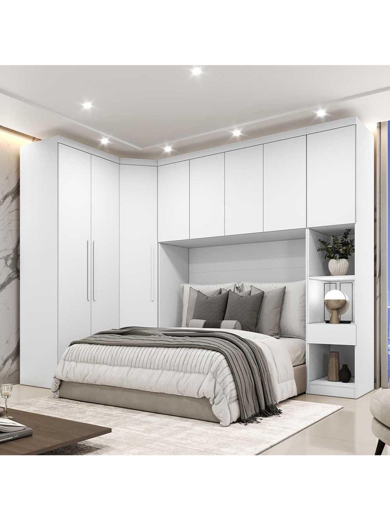Guarda Roupa Modulado Casal Safira 8 Portas em MDF - Clic Móveis Branco
