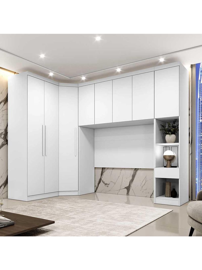 Guarda Roupa Modulado Casal Safira 8 Portas em MDF - Clic Móveis Branco