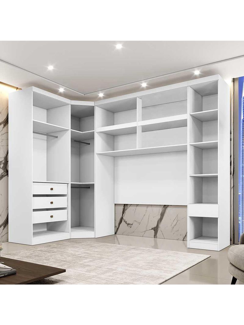 Guarda Roupa Modulado Casal Safira 8 Portas em MDF - Clic Móveis Branco