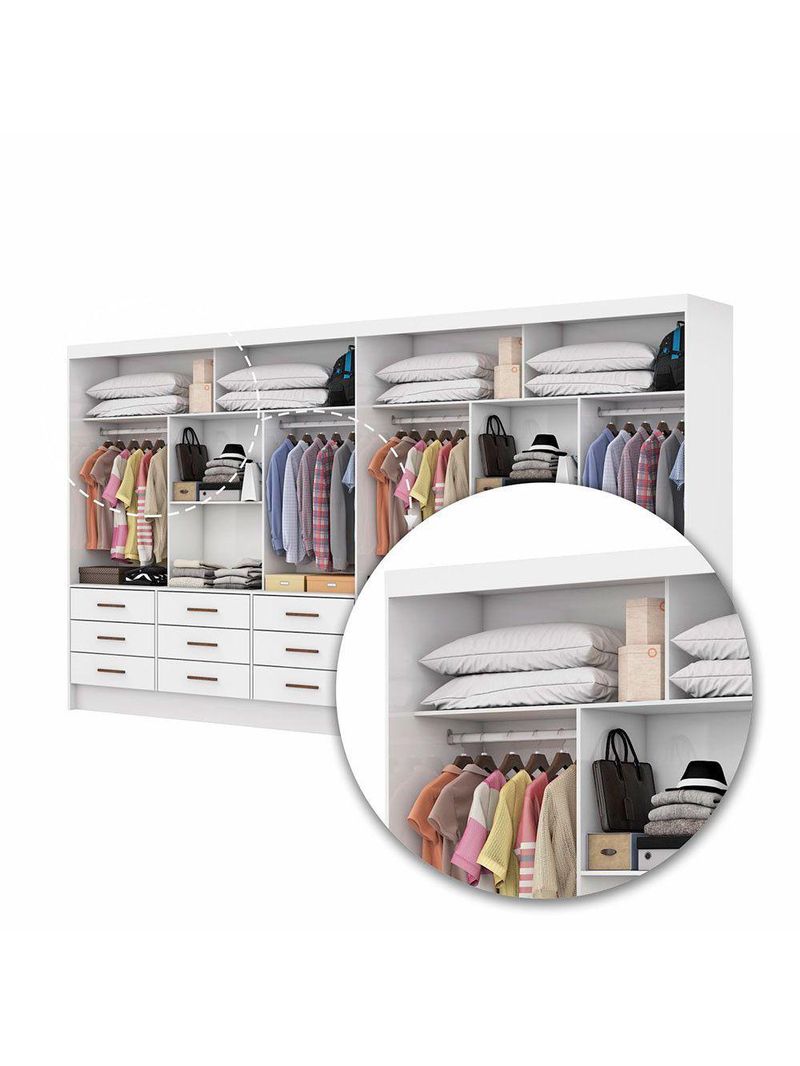 Closet Sevilha 6 Portas Casal Duplo Premium 18 Gavetas