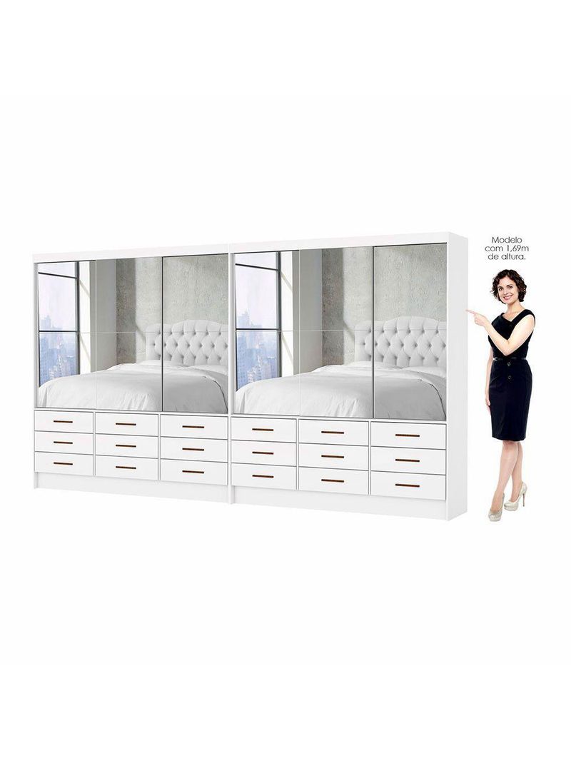 Closet Sevilha 6 Portas Casal Duplo Premium 18 Gavetas