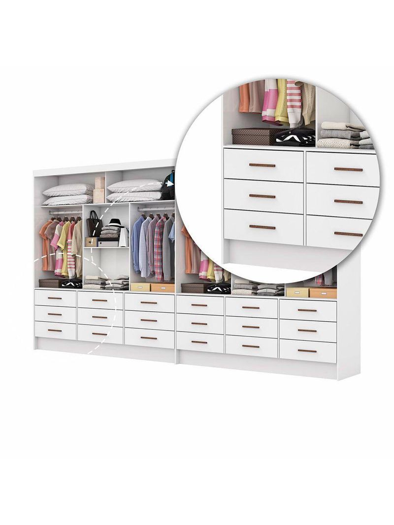 Closet Sevilha 6 Portas Casal Duplo Premium 18 Gavetas