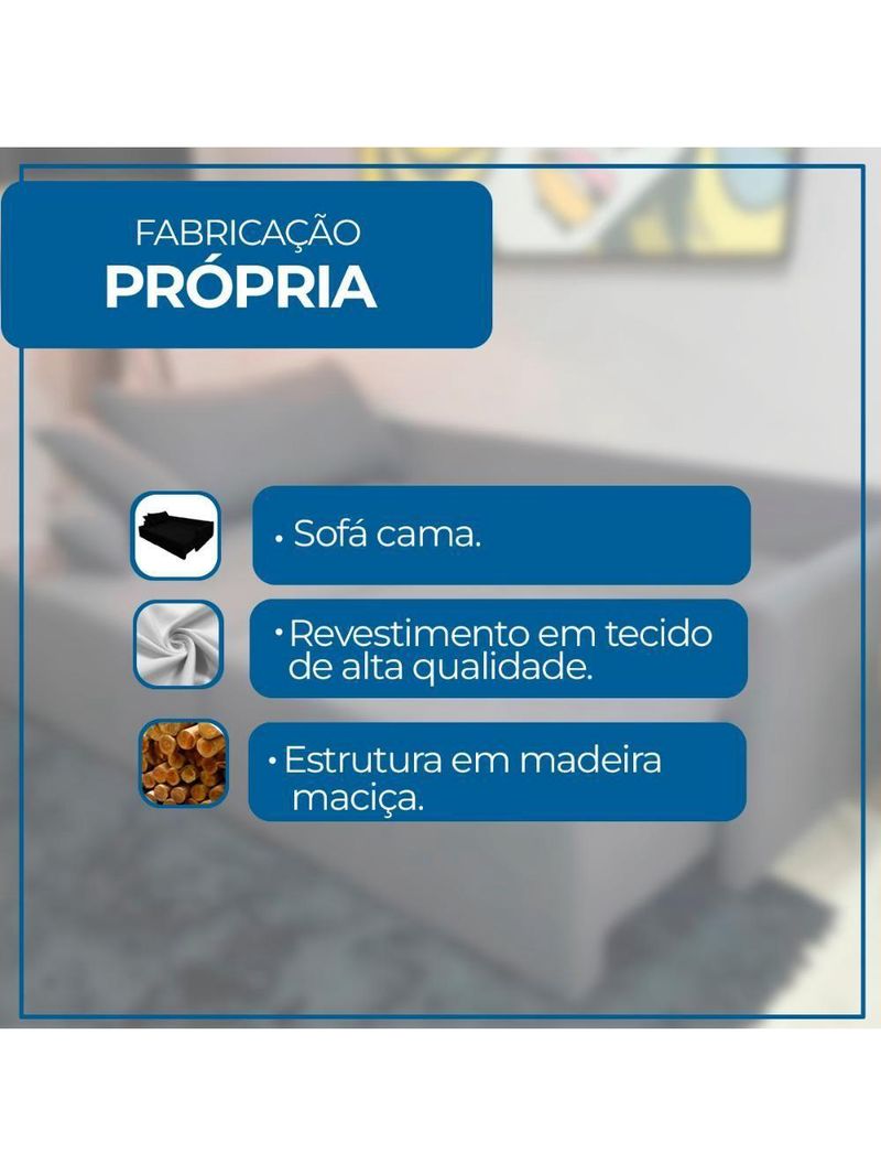 Sofá Cama Para Sala De Estar Amora New Suede - Cinza Cinza