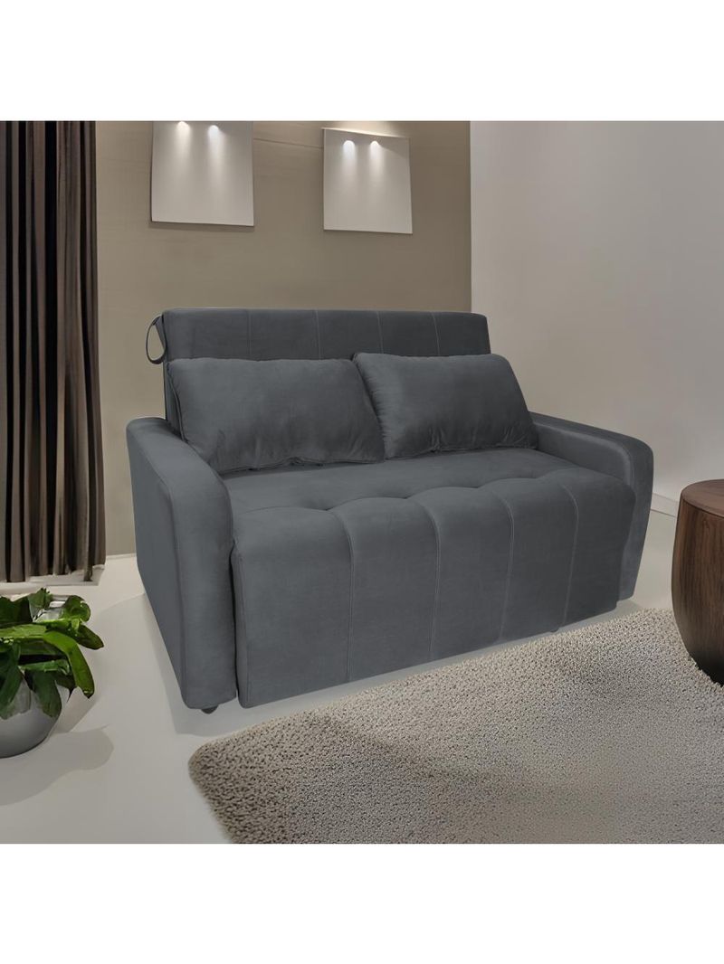 Sofá Cama Para Sala De Estar Amora New Suede - Cinza Cinza