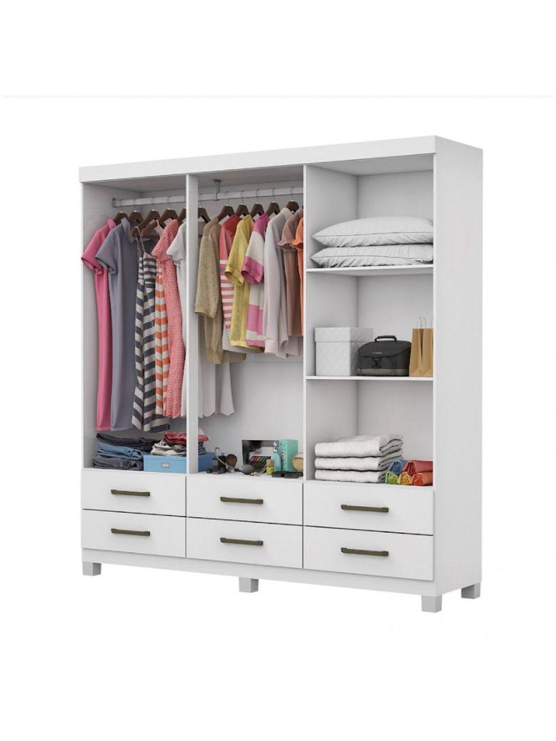 Guarda Roupa Casal D22 6 Portas 6 Gavetas Branco