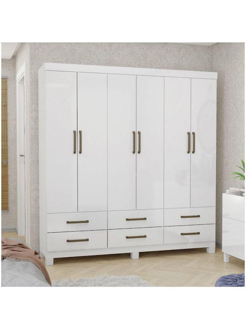 Guarda Roupa Casal D22 6 Portas 6 Gavetas Branco