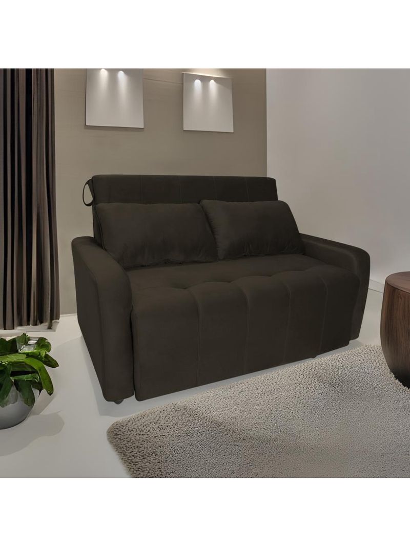Sofá Cama Para Sala De Estar Amora New Suede - Marrom Marrom