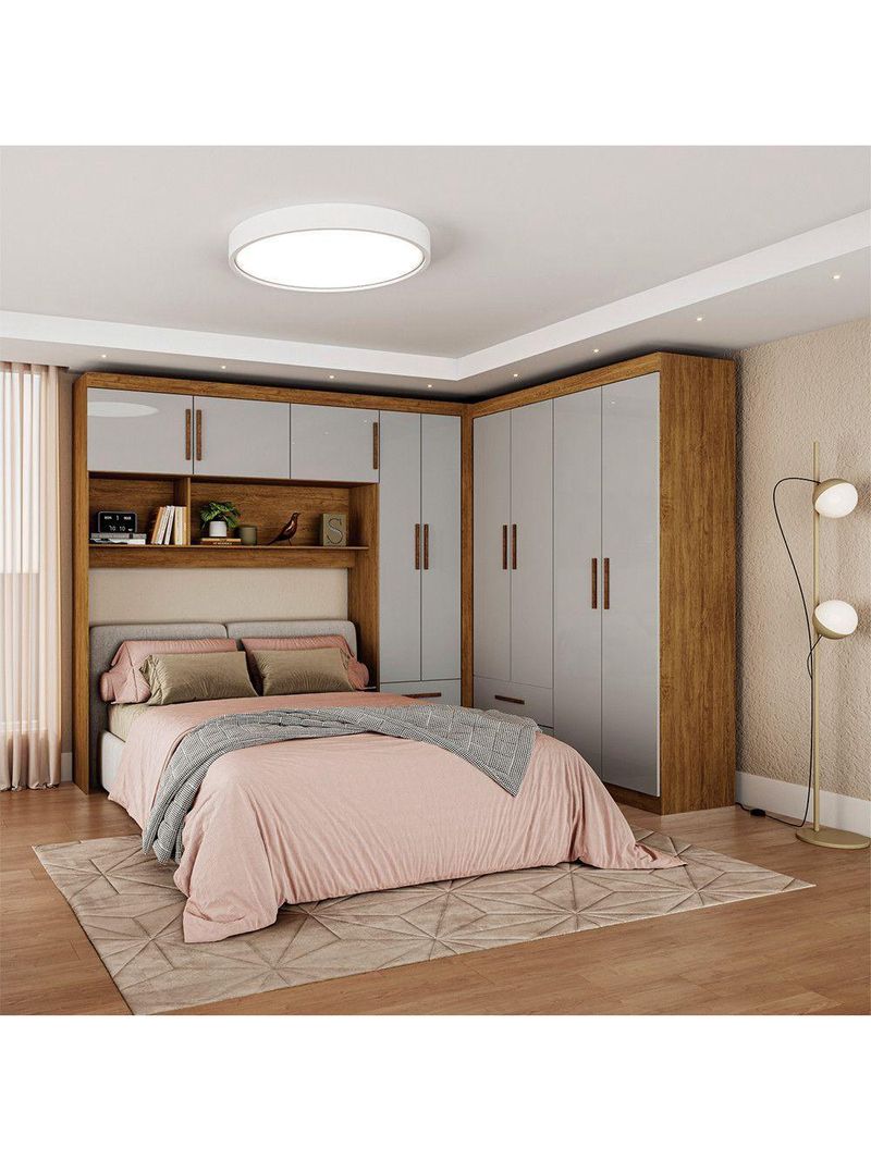 Guarda Roupa Casal Modulado 5 Portas Hercules 4 Portas 4 Gavetas Cinamomo com Off White