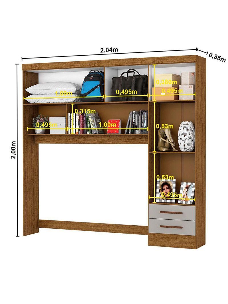 Guarda Roupa Casal Modulado 5 Portas Hercules 4 Portas 4 Gavetas Cinamomo com Off White
