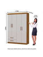 Guarda Roupa Casal Modulado 5 Portas Hercules 4 Portas 4 Gavetas Cinamomo com Off White
